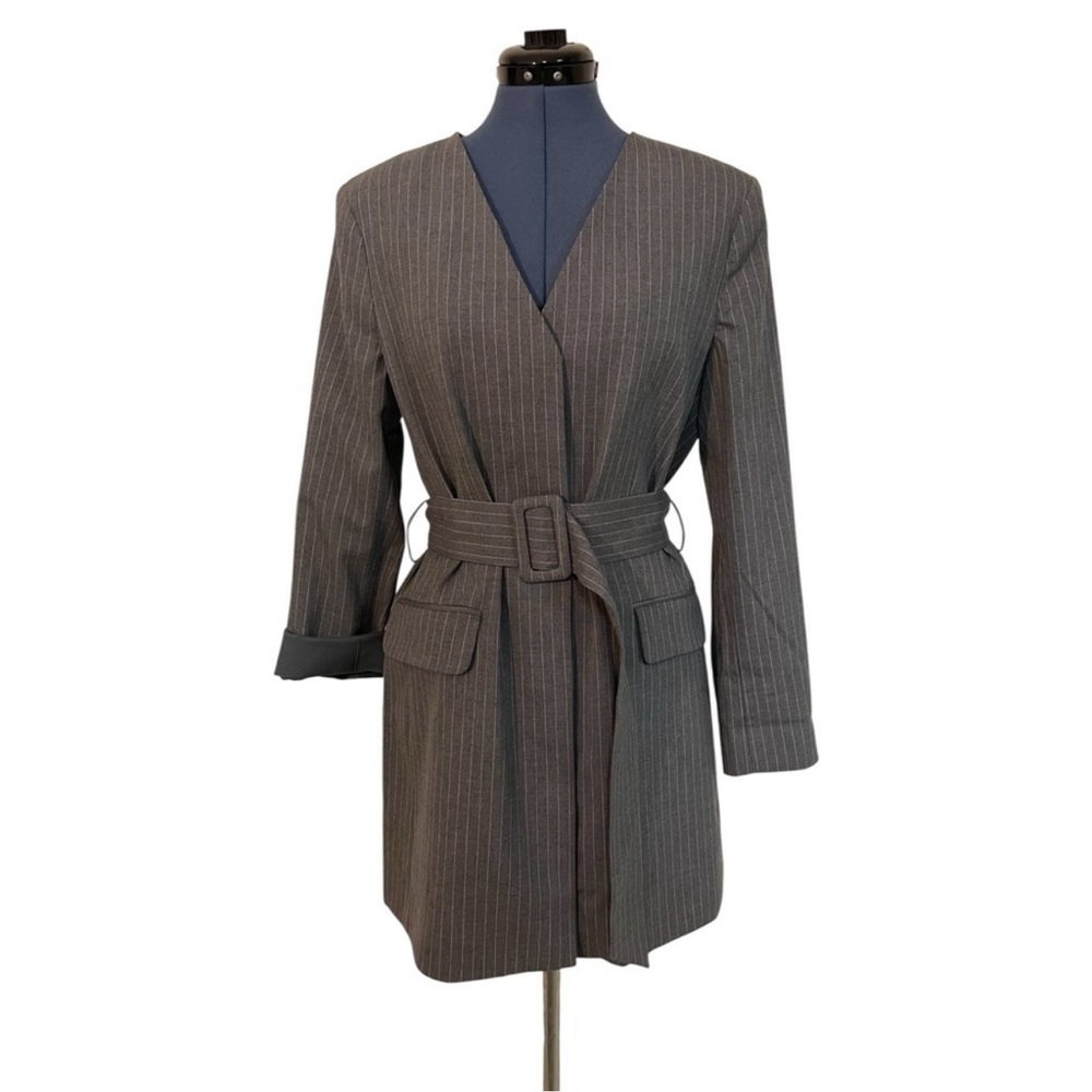 NWT A&F Pinstripe Belted Blazer Coat